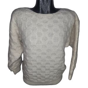 Handmade White Honeycomb Knit Cottagecore Sweater